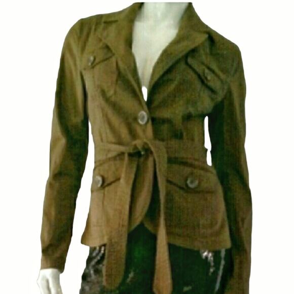 H&M Brown Cargo Utility Jacket Size 10 Wrap Blazer Office Wear Academia  Casual - Picture 2 of 8